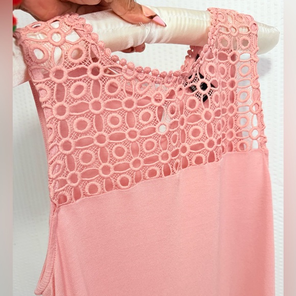 Cottagecore embroidered warm pink sleeveless tank top summer H&M Sz XS camisole - Picture 9 of 10